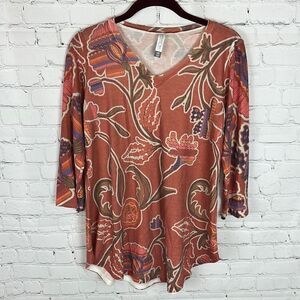 Whimsy Rose Soft Floral 3/4 Sleeve Top Size XS